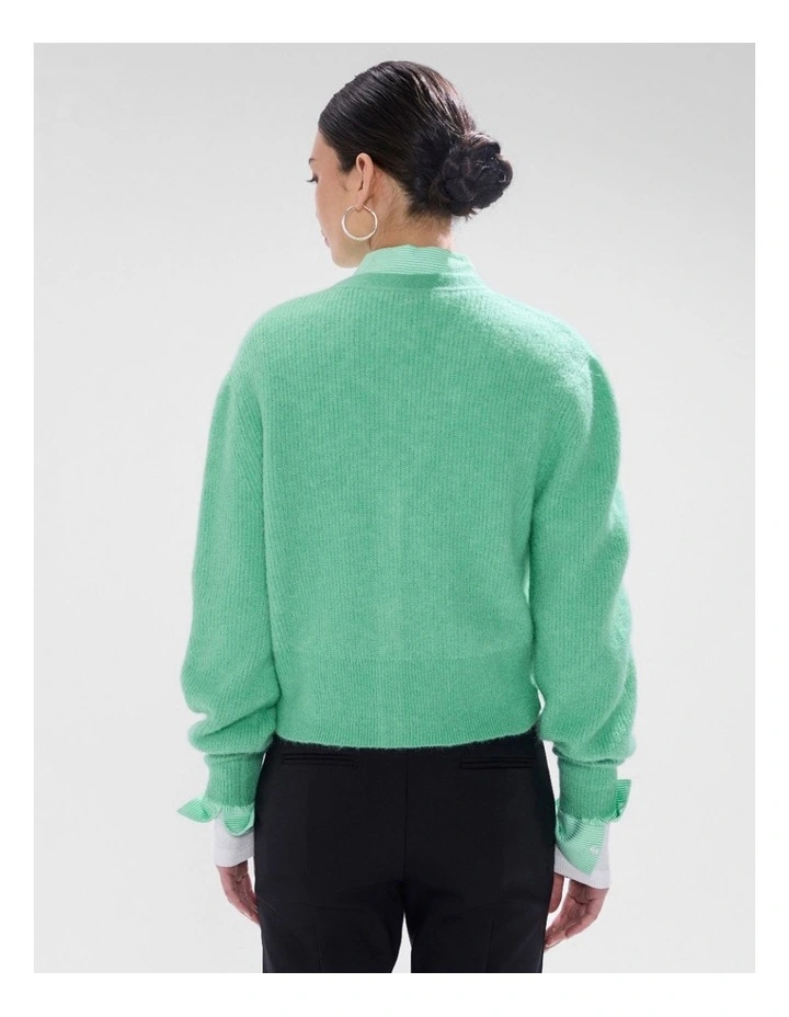 Carey Wool Blend Cardigan in Apple Green image 3