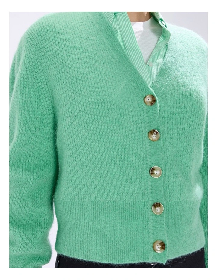 Carey Wool Blend Cardigan in Apple Green image 3