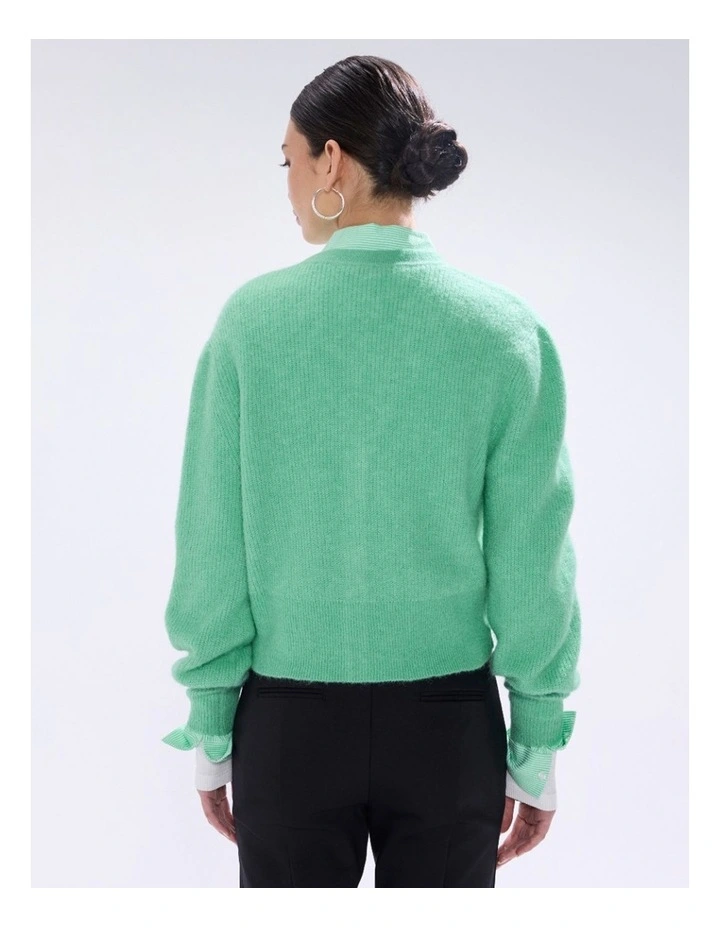 Carey Wool Blend Cardigan in Apple Green image 4
