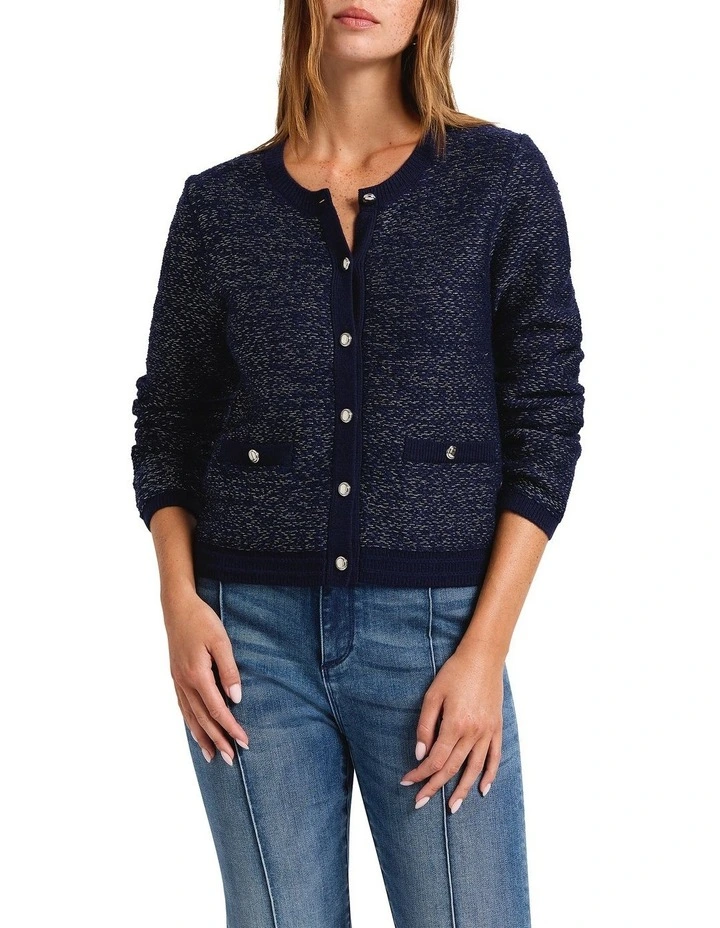 Work It Cardigan in Navy Sparkle image 1