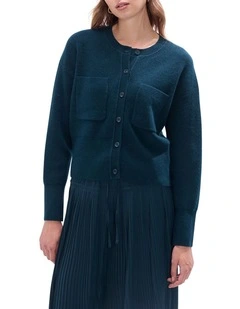 Raven Wool Blend Cardigan in Deep Forest