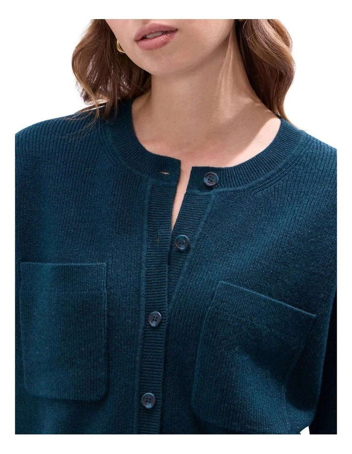 Raven Wool Blend Cardigan in Deep Forest image 3