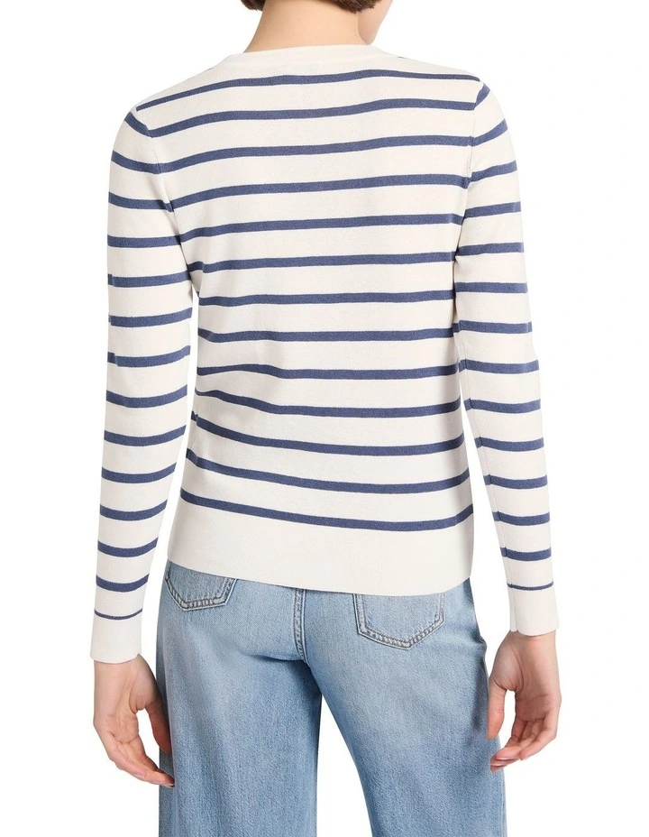 Georgiana Csc Stripe Cardigan in Ivory Stripe image 4