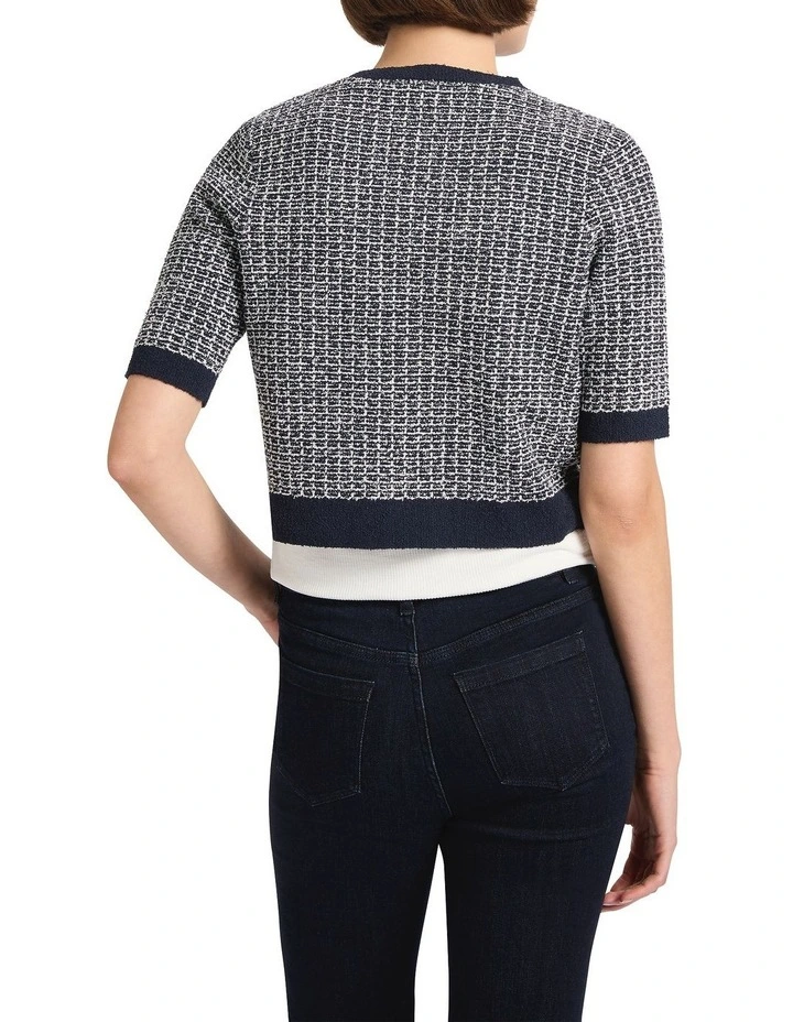 Netherfield Crop Cardigan in Navy Multi image 4