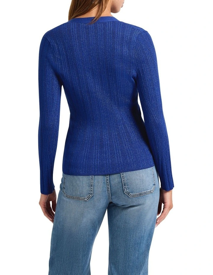 Missy Rib Knit Cardigan in Bayview Sparkle image 4