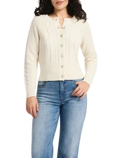 Kristie Cropped Cardigan in Shell