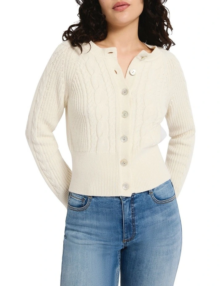 Kristie Cropped Cardigan in Shell image 3