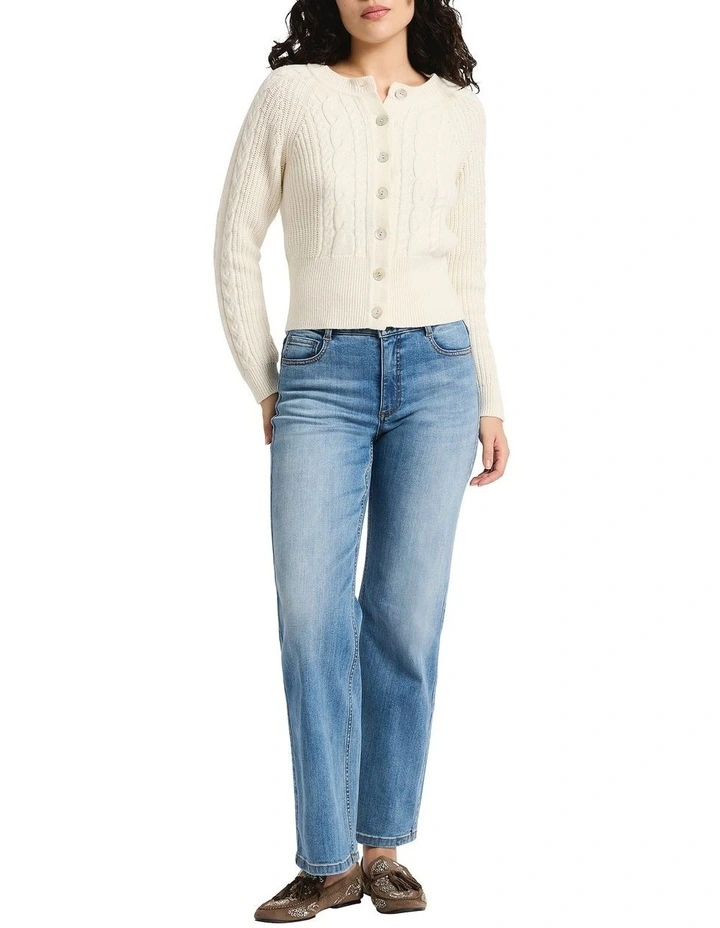 Kristie Cropped Cardigan in Shell image 4