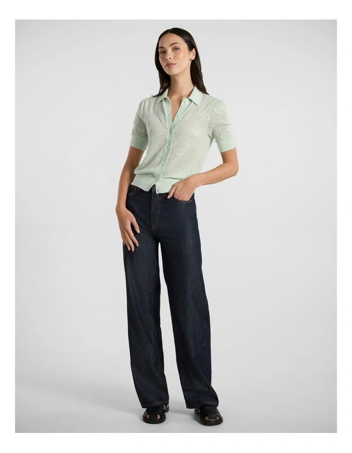 Oberon Button Front Knit in Mint image 2