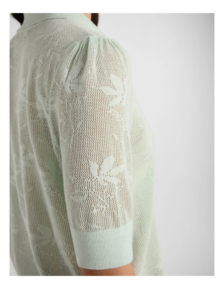 Oberon Button Front Knit in Mint image 4