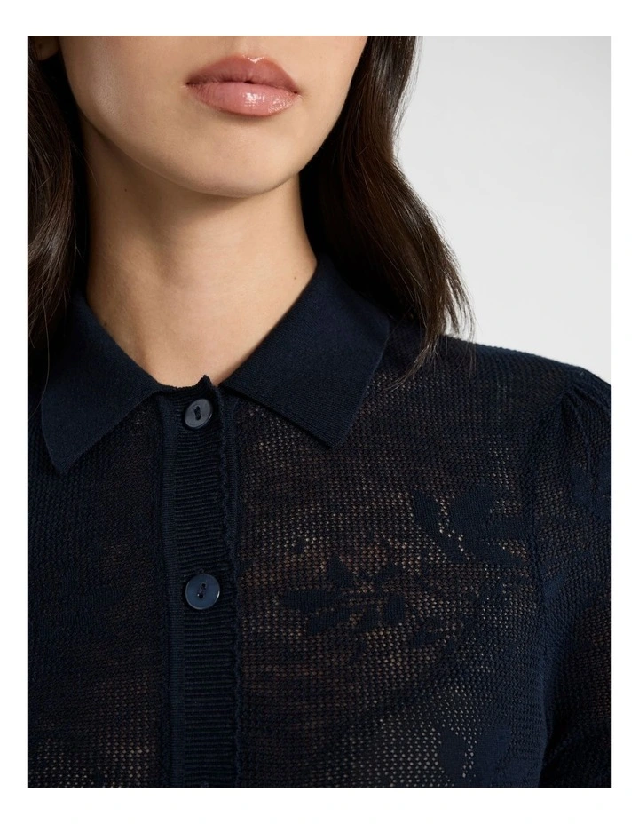 Oberon Button Front Knit in Navy image 4