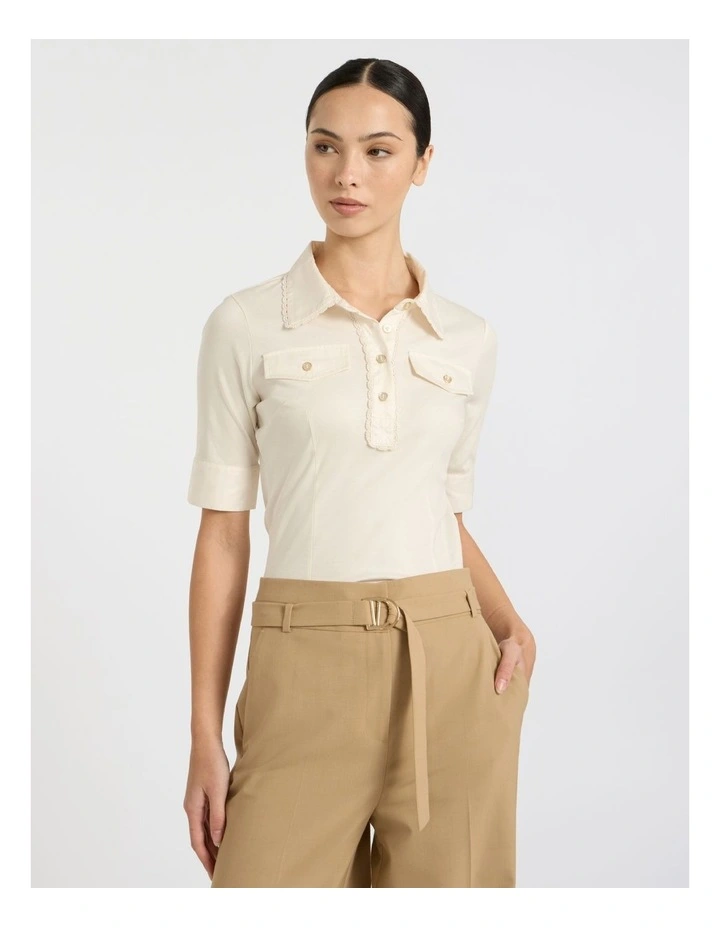 Ensemble Mercerised Polo in Ivory image 1