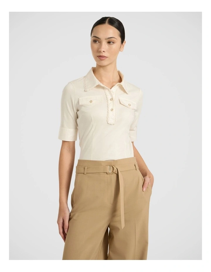 Ensemble Mercerised Polo in Ivory image 2