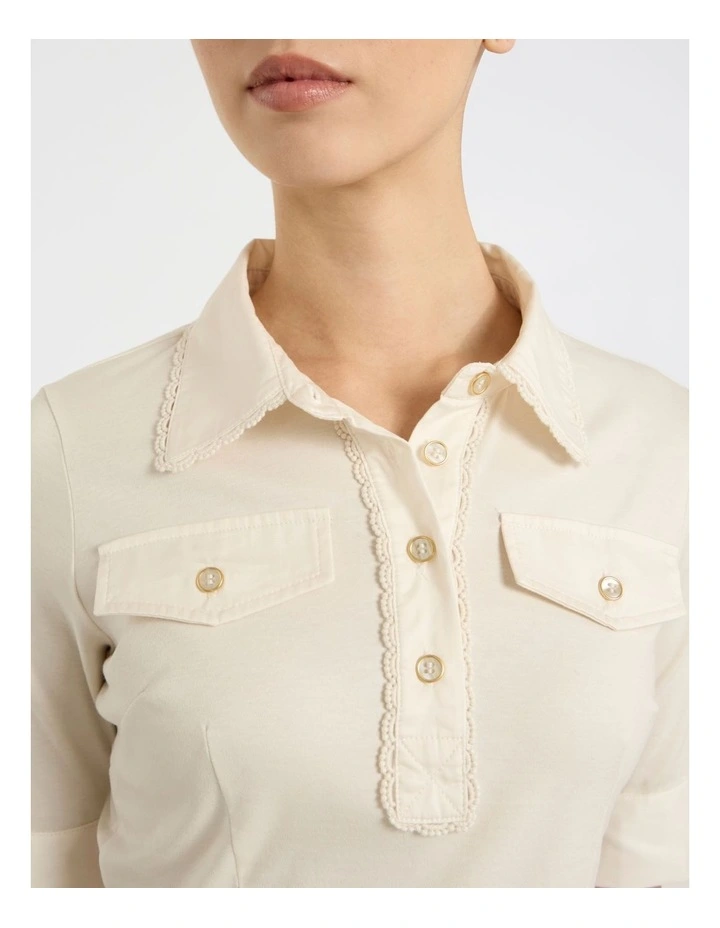 Ensemble Mercerised Polo in Ivory image 3