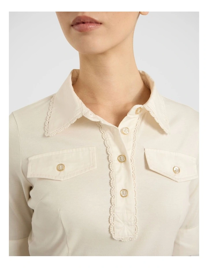Ensemble Mercerised Polo in Ivory image 3