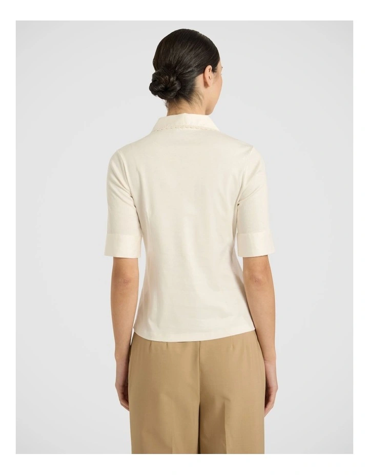 Ensemble Mercerised Polo in Ivory image 4