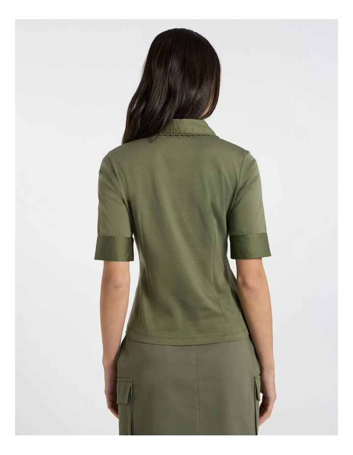 Ensemble Mercerised Polo in Olive Green image 4