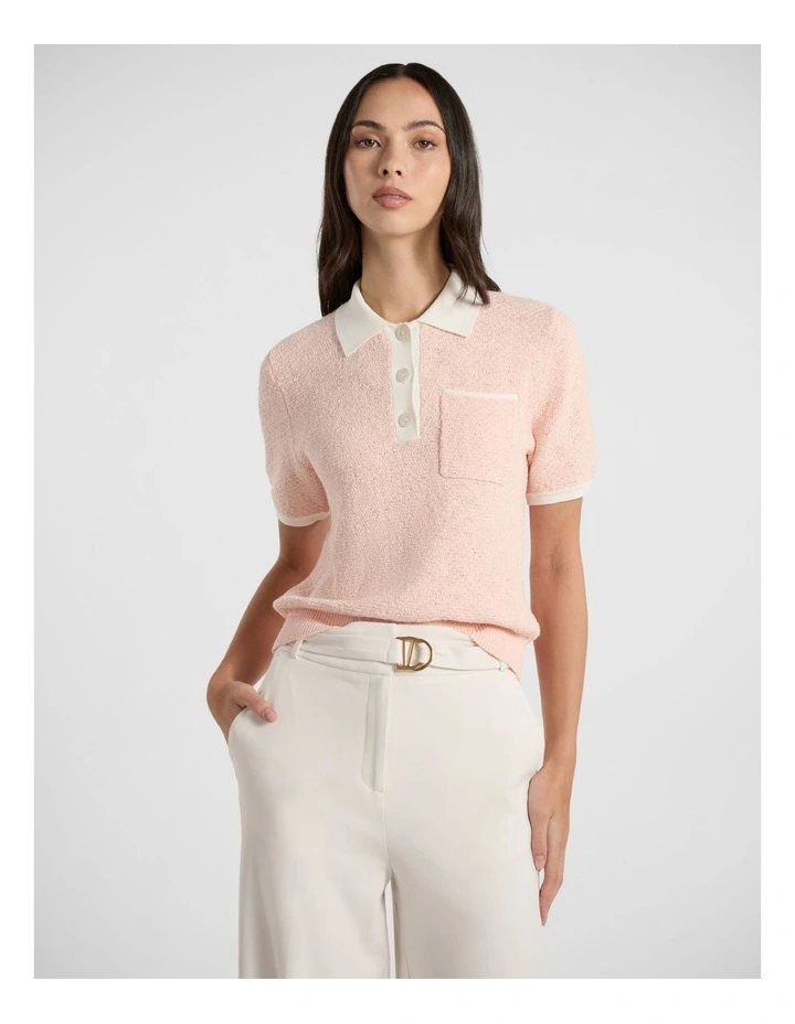 Carlisle Knit Polo in Marshmallow image 1