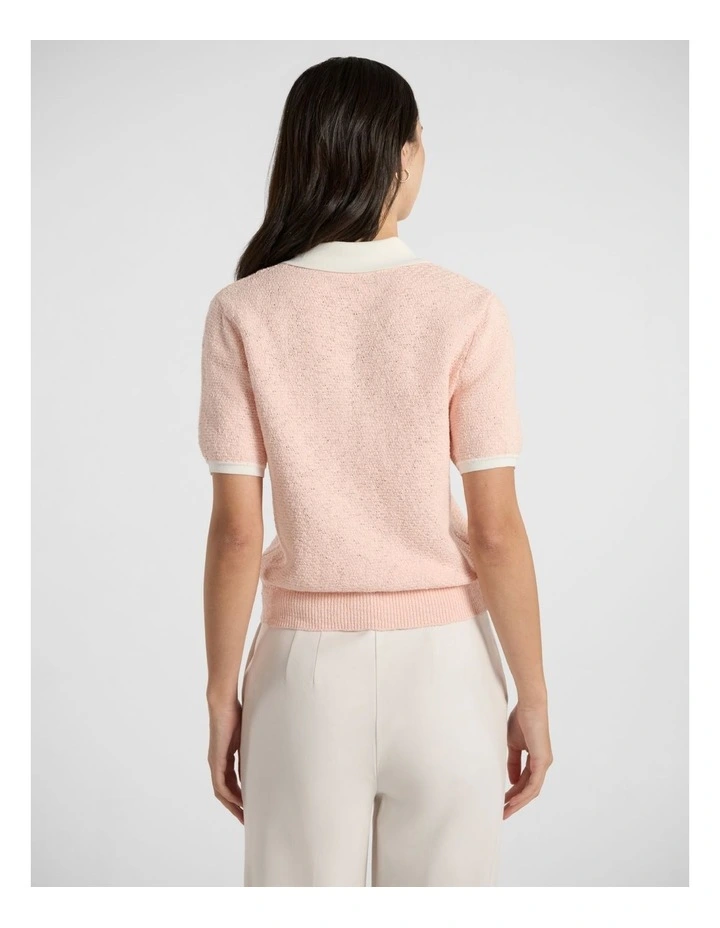 Carlisle Knit Polo in Marshmallow image 3