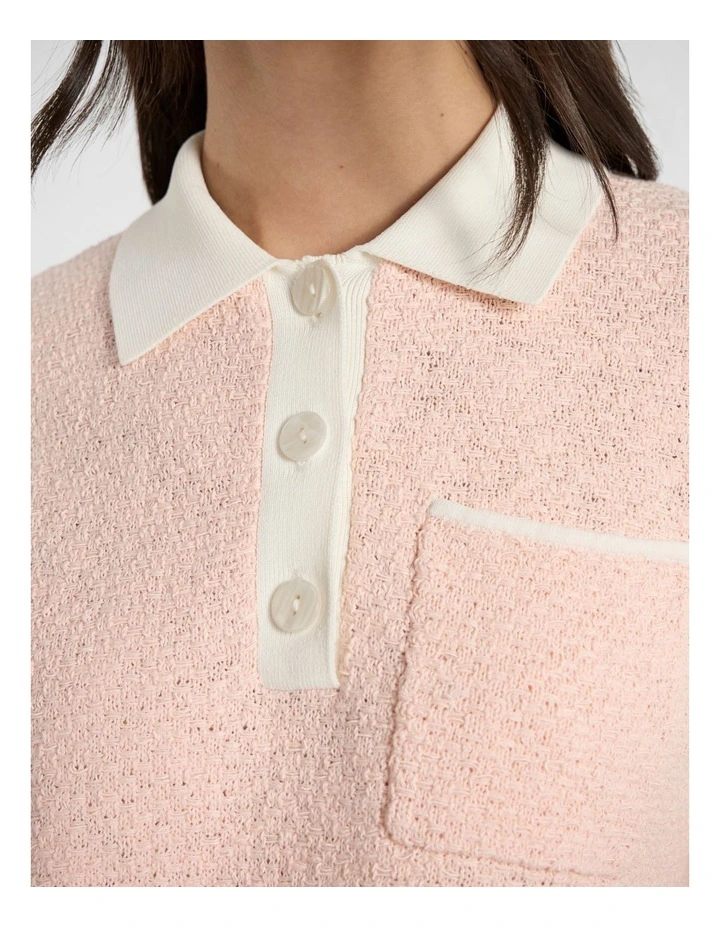 Carlisle Knit Polo in Marshmallow image 4