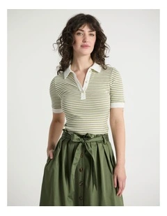 Styles Stripe Polo in Sage Stripe
