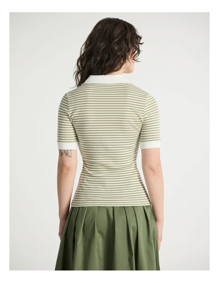 Styles Stripe Polo in Sage Stripe image 3