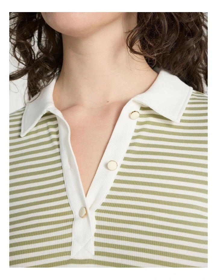 Styles Stripe Polo in Sage Stripe image 4