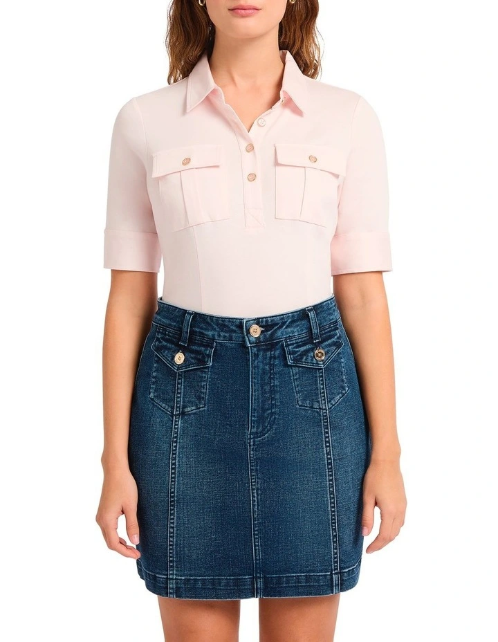 Harriet Mercerised Cotton Polo in Petal Pink image 2