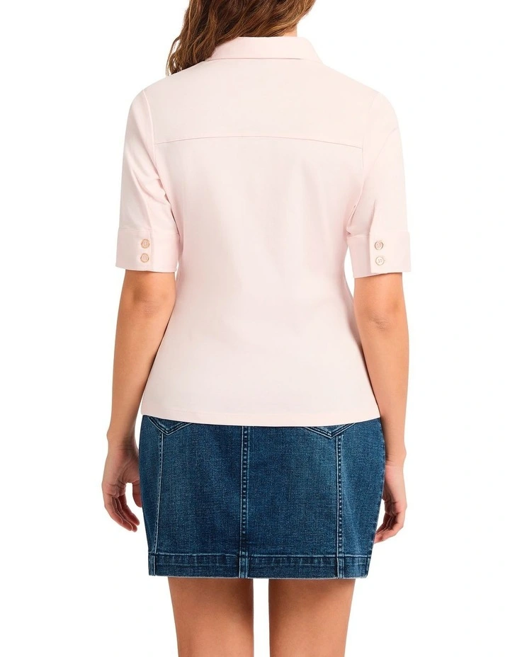 Harriet Mercerised Cotton Polo in Petal Pink image 4