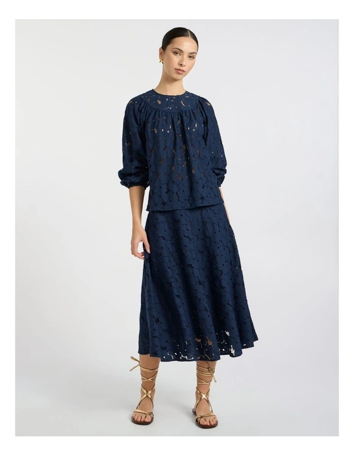 Countess Lace Blouse in Navy image 1