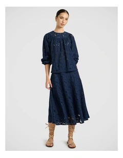 Countess Lace Blouse in Navy
