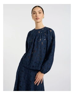 Countess Lace Blouse in Navy