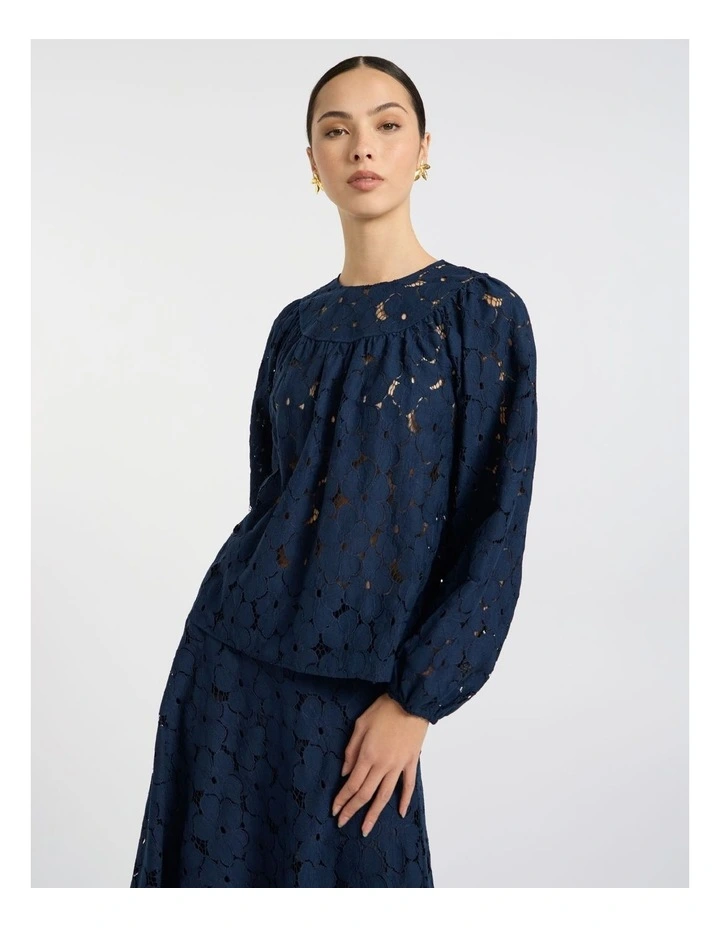 Countess Lace Blouse in Navy image 2
