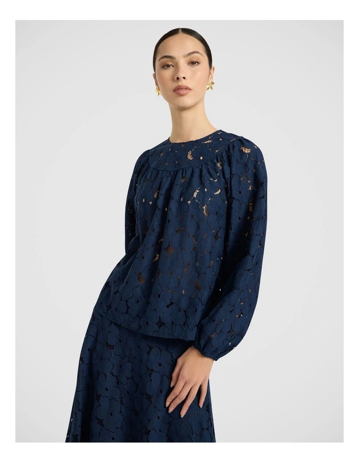 Countess Lace Blouse in Navy image 2