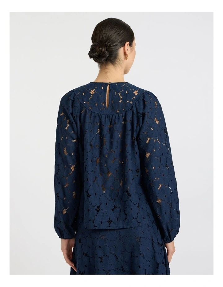 Countess Lace Blouse in Navy image 4