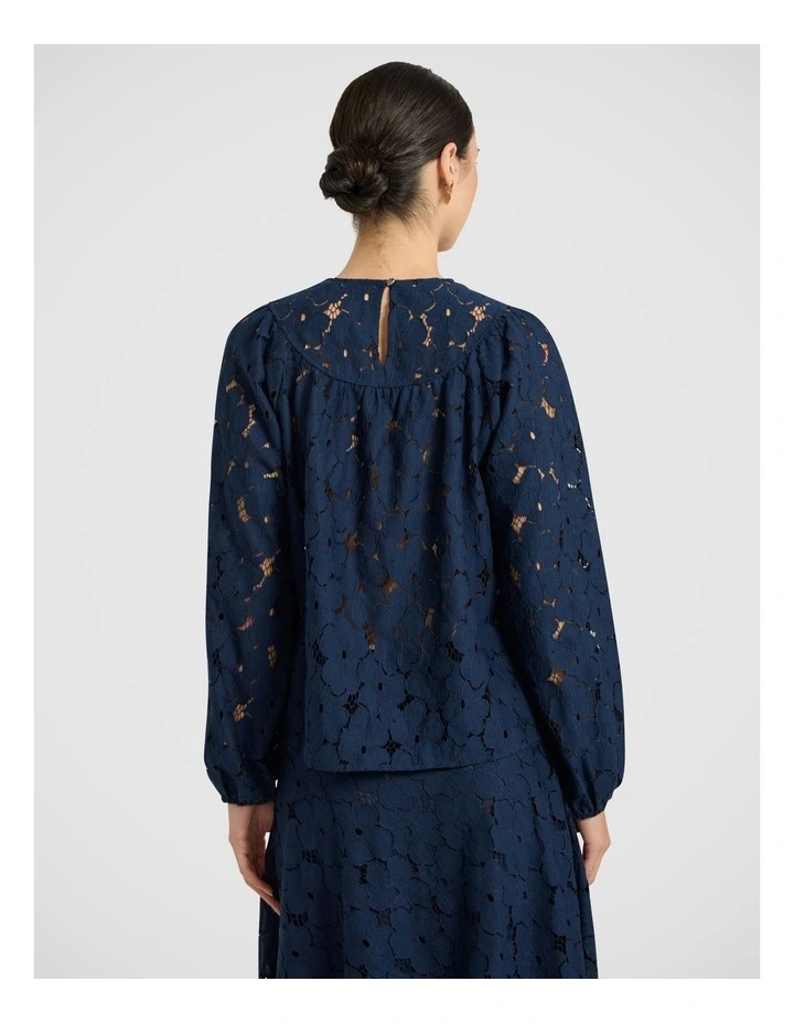 Countess Lace Blouse in Navy image 4
