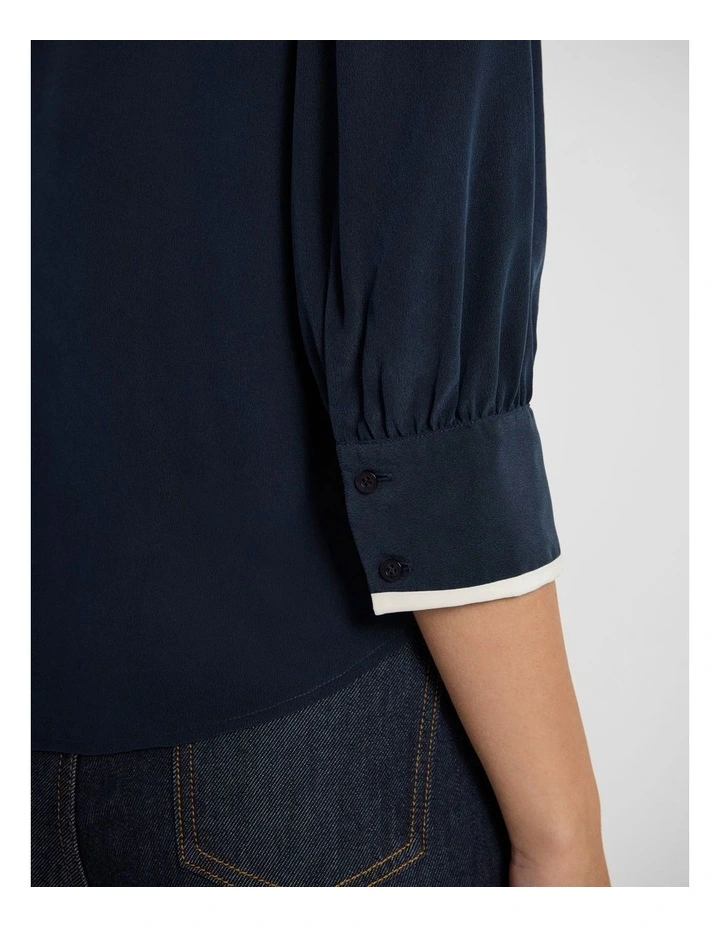 Sailor Silk Blouse in Navy image 2