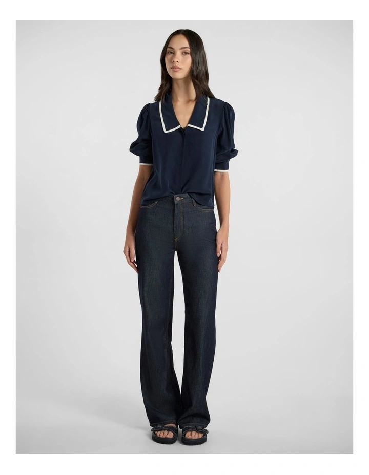 Sailor Silk Blouse in Navy image 3