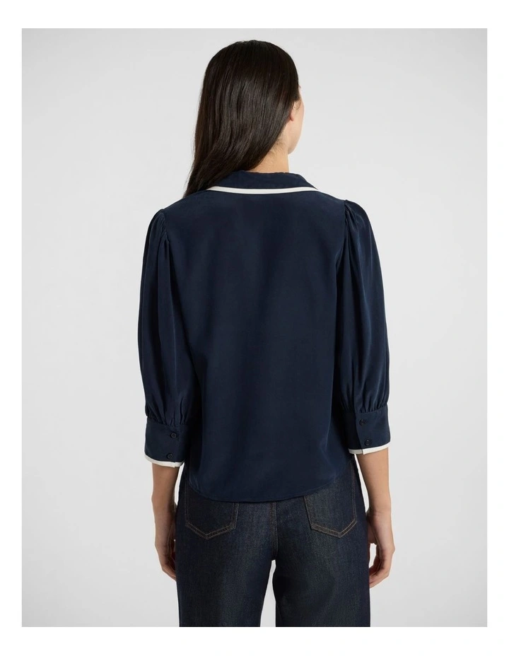 Sailor Silk Blouse in Navy image 4