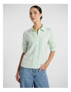 Holly Button Front Shirt in Mint