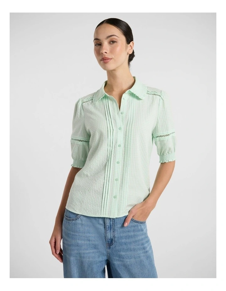 Holly Button Front Shirt in Mint image 1