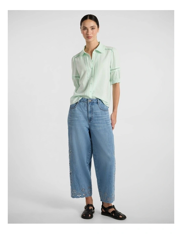 Holly Button Front Shirt in Mint image 2