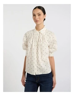 Hooked On You Shirt in White Multi