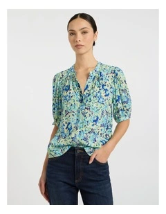 Mary Poppies Top in Blue Multi