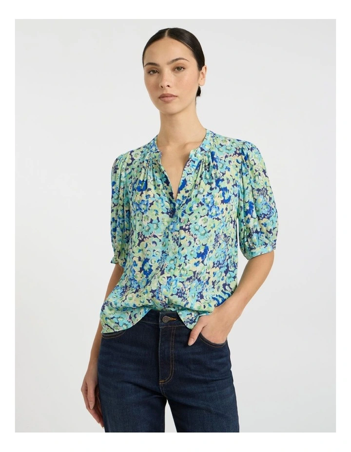Mary Poppies Top in Blue Multi image 2