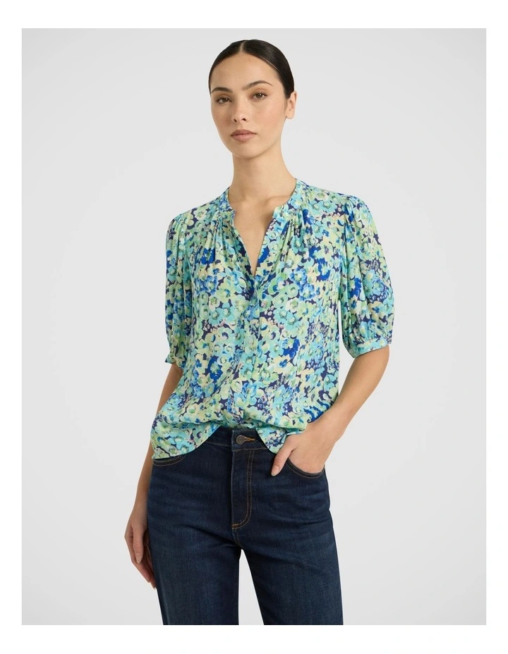 Mary Poppies Top in Blue Multi image 2