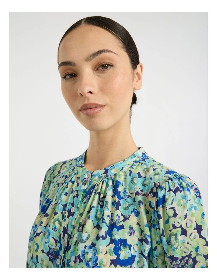 Mary Poppies Top in Blue Multi image 3