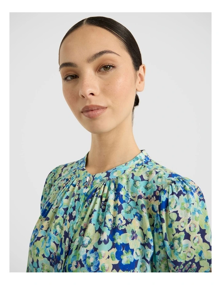 Mary Poppies Top in Blue Multi image 3
