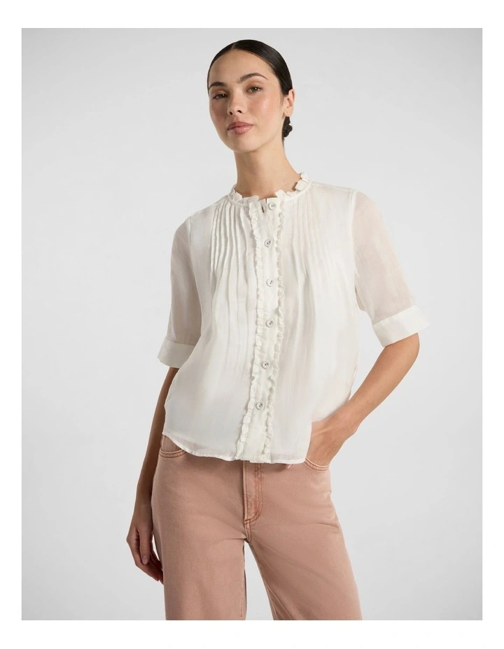 Florence Ruffle Top in White image 1
