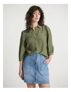 Up All Night Stripe Shirt in Olive Stripe